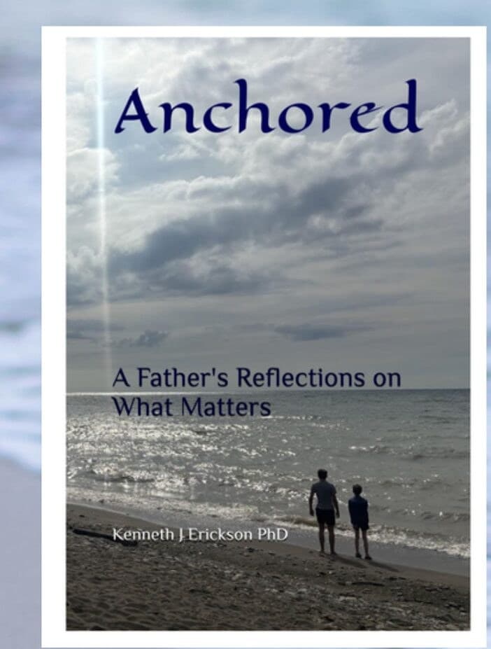 The cover of Anchored: A Father's Reflections on What Matters, set against ocean waves